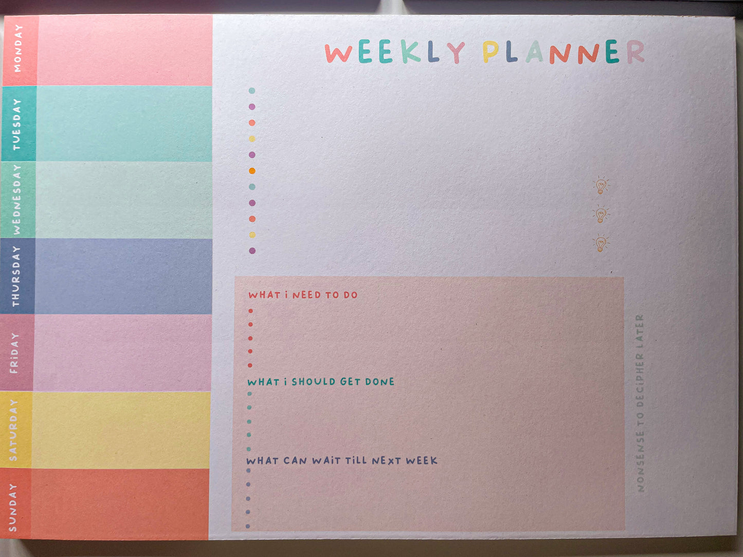 Weekly Planner Notepad A4
