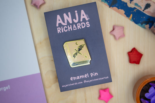 Feather Book Enamel Pin