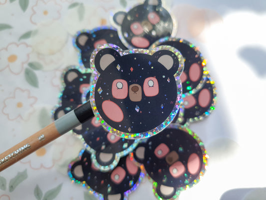 Space Bear Glitter Sticker